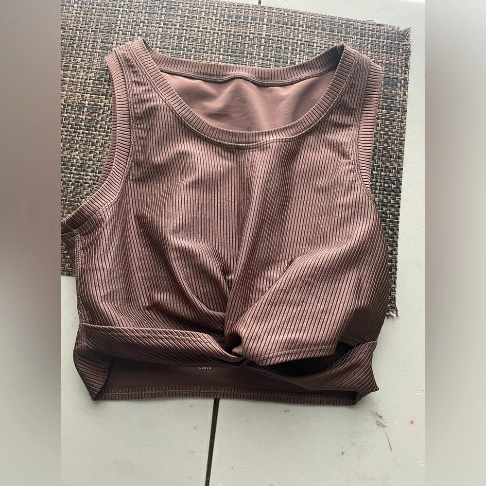 Offline by Aerie Ribbed Shine Twist Front Sports Bra - Picture 2 of 3